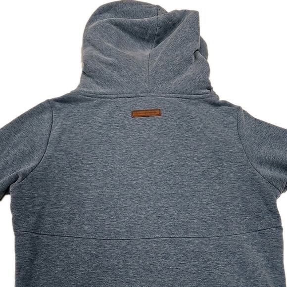 Naketano Brave New World Womens Longline Hoodie Sweatshirt Sz S Cowl Neck Blue - Picture 12 of 16